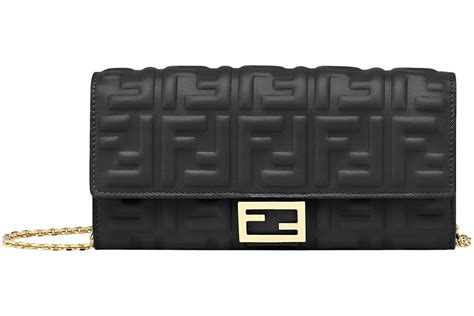 fendi continental wallet black|baguette continental wallet with chain.